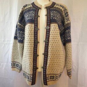 Vintage Squaw Valley Womens Fair Isle Nordic Cardigan/Sweater 100% Wool